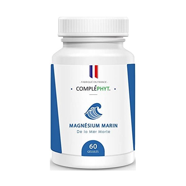 Magnésium Marin de la Mer Morte | Haute efficacité | Anti-fatigue, Anti-Stress | 60 Gélules de 300mg | Fabriqué en France