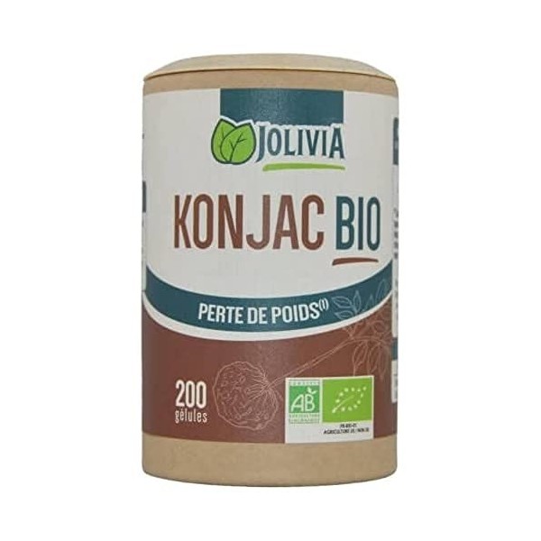 Konjac Bio - 200 gélules végétales de 410 mg | Format Gélule | Complément Alimentaire | Vegan | Fabriqué en France