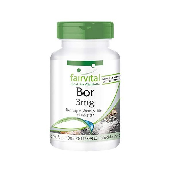 Fairvital | Le bore 3mg - set pour pendant 3 mois - VEGAN - 90 comprimés - des oligo-éléments de tétraborate de sodium