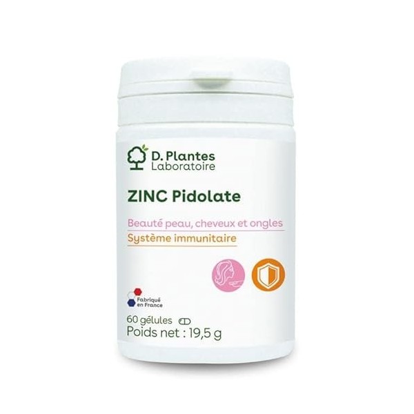 D.PLANTES - Zinc Pidolate - Complément Alimentaire - Système Immunitaire & Beauté Peau, Cheveux et Ongles- Fabriqué en France