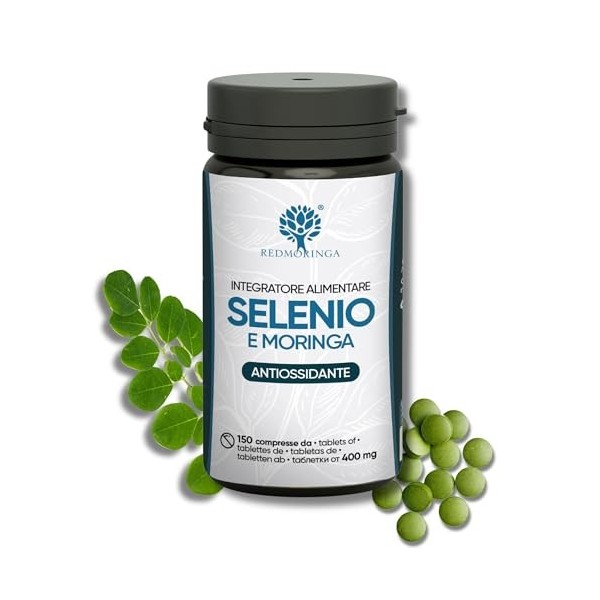 Sélénium Vegane et Moringa Bio, Comprimés de 100 µg| Bienfaits Immunitaires, Thyroïde, Cheveux, Ongles, Spermatogenèse | Fabr