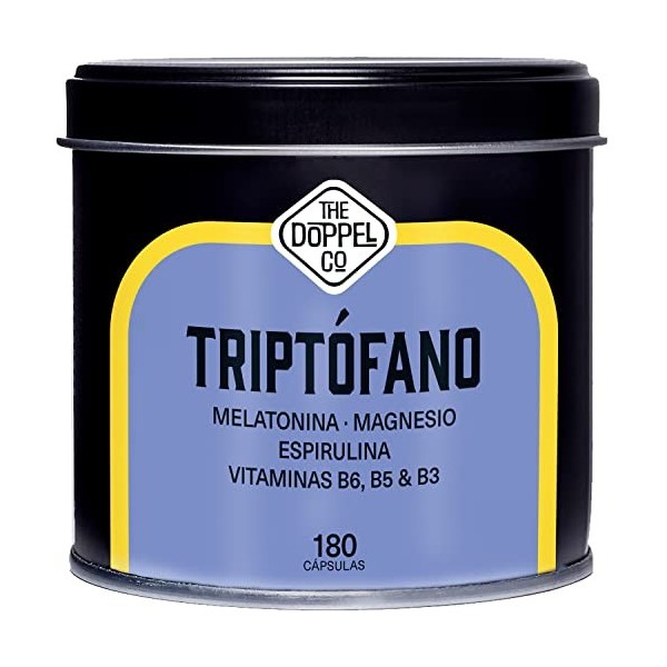 Tryptophane 600mg avec Melatonine et Magnesium + Vitamine B6, B5, B3 + Spiruline | 180 Gélules | 1.78mg Mélatonine | LTryptop