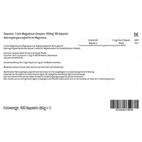 Swanson, Triple Magnesium Complex, avec 400mg de Magnésium par Capsule, 100 Capsules végétaliennes, Haute Dosé, Testé en Labo