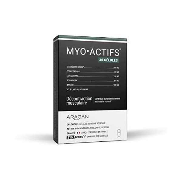 ARAGAN - Synactifs - Myoactifs - Complément Alimentaire Décontraction musculaire - Magnésium Marin, Coenzyme Q10, Valériane, 