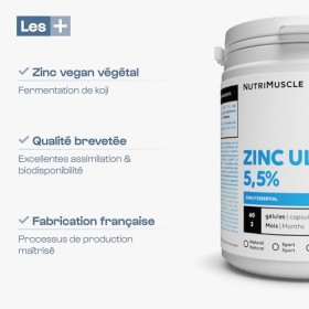 Zinc Ultimine 100% Pur | Zinc fermenté vegan • Assimilation exceptionnelle • Forme brevetée • 5,5% de concentration • Immunit