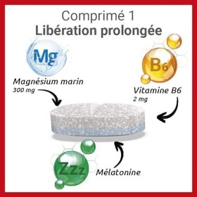 MAG 2 Sommeil - Complément alimentaire à base de magnésium marin 300mg, mélatonine 1,9mg et extraits de plantes - Nervosité, 