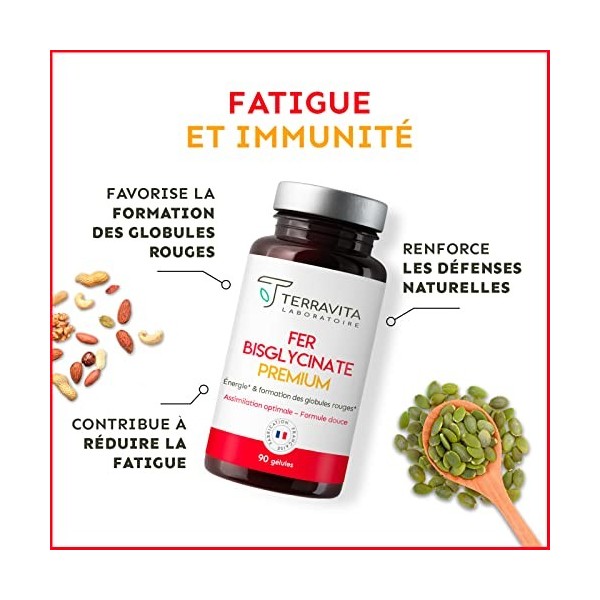 FER Bisglycinate Pur 14 mg | Complément Alimentaire Anti-Fatigue | Fer Breveté Ferrochel® Haute Absorption | Cure de 3 Mois s