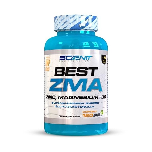 ZMA - ZMA Magnésium Zinc et Vitamine b6 - Best ZMA - 120 capsules végétaliennes - Zinc bisglycinate et magnesium - zinc magne