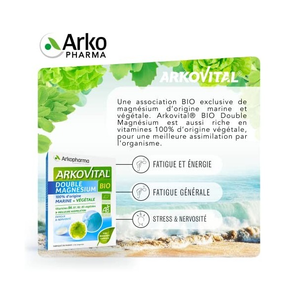 Arkovital® Double magnésium BIO - Programme de 30 jours - Lutte contre la nervosité et la fatigue - Soutient les défenses imm