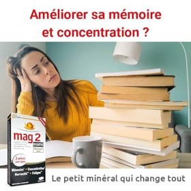 MAG 2 - Examens - Complément alimentaire à base de magnésium marin 300mg, vitamine B6, bacopa, memophenol - Mémoire, concentr