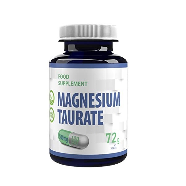 Taurate de magnésium 2000mg par portion 120 Gélules Végétales, Certificat danalyse dAGROLAB Allemagne, très puissant, sans 