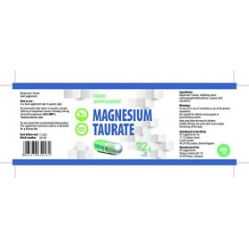 Taurate de magnésium 2000mg par portion 120 Gélules Végétales, Certificat danalyse dAGROLAB Allemagne, très puissant, sans 