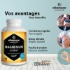 Citrate de Magnésium Haute Dose 2.250 mg -180 Géules de Pur Dicitrate de Tri-Magnésium par Jour - Vengan et Naturel - Facile 