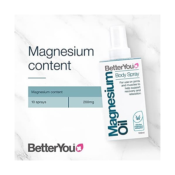 BetterYou, Huile de Magnésium Originale en Vaporisateur - 100 ml lemballage peut Varier 