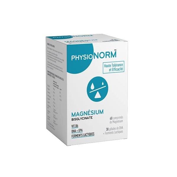 Physionorm™ Magnesium - Boite d1 Mois Contre le stress et la Fatigue - 60 Comprimés + 30 Gélules