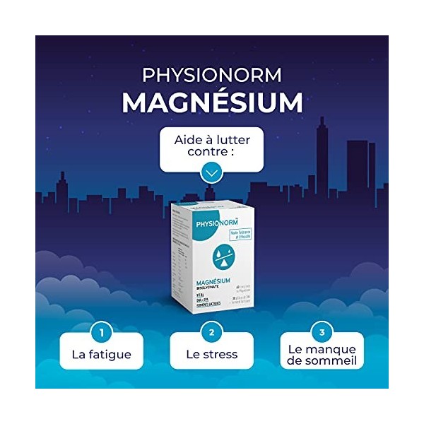 Physionorm™ Magnesium - Boite d1 Mois Contre le stress et la Fatigue - 60 Comprimés + 30 Gélules