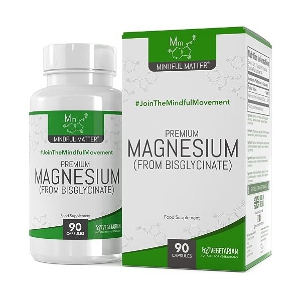 MM Magnesium Bisglycinate | 90 Gélules Magnésium Bisglycinate - 250 mg Magnesium Glycinate par Portion | Bisglycinate de Magn