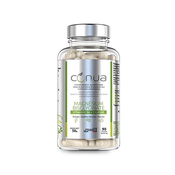 Magnesium Bisglycinate Vitamine B6 & Taurine | Haute Absorption | Anti-Fatigue Anti-Stress Énergie Système Nerveux Muscles | 