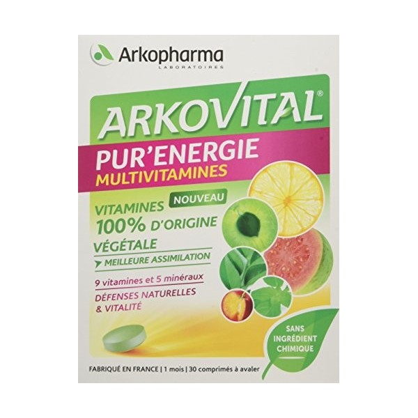 Arkopharma Arkovital PurEnergie Multivitamines dès 6 Ans 30 Comprimés à Avaler Nouveau