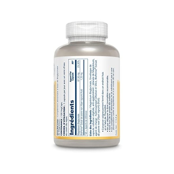 Solaray Magnésium Bisglycinate | Formule vegan et lab verified | 120 vegcaps