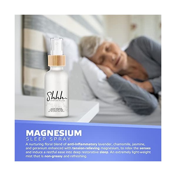 ShhhMenopauseWellness | Sommeil sonore | Magnésium H20 | Soutien bien-être | Lavande, camomille, jasmin et géranium | Pour or