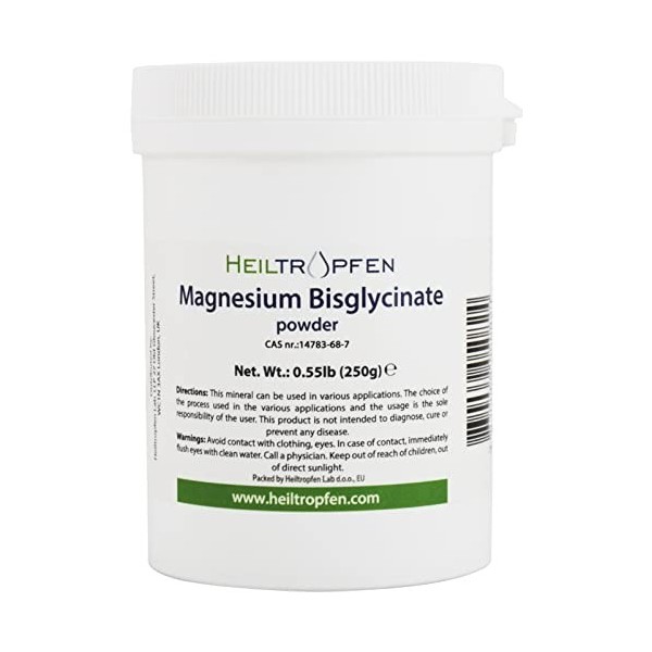 Glycinate de magnésium comme Bisglycinate de magnésium | 0,55 lb – 250 g | Poudre de cristal soluble dans leau | Heiltropfen