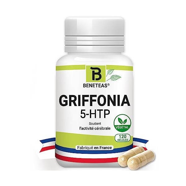 GRIFFONIA 5-HTP | Complément alimentaire | Extrait Griffonia Simplicifolia | Diminue Stress, fatigue, anxiété | Activité céré