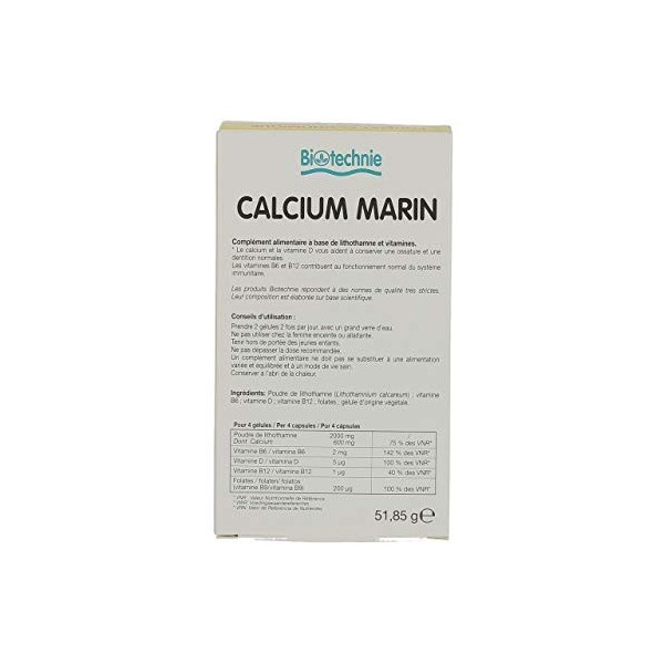 BIOTECHNIE Calcium Marin - 100 gélules -