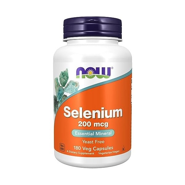 Now Foods, Selenium Sélénium , 200mcg, sans Levure, 180 Capsules végétaliennes, Testé en Laboratoire, Végétarien, Sans Glute