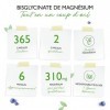 Bisglycinate de magnésium - 365 gélules - Premium : Magnésium chélaté - 155 mg de magnésium élémentaire par gélule - Vegan - 