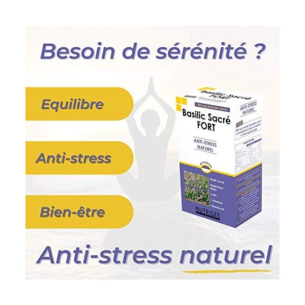 Basilic Sacré 500 mg par comprimé + Magnésium Marin • Vit. B6 • L-Théanine, 5-HTP • Anti-stress naturel • TRIPLE ACTION • Hau