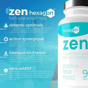 ZEN - Complexe Anti-Stress - Magnésium Bisglycinate, Passiflore, L-Tryptophane, Taurine, Vitamine B6 - Favorise la Détente - 
