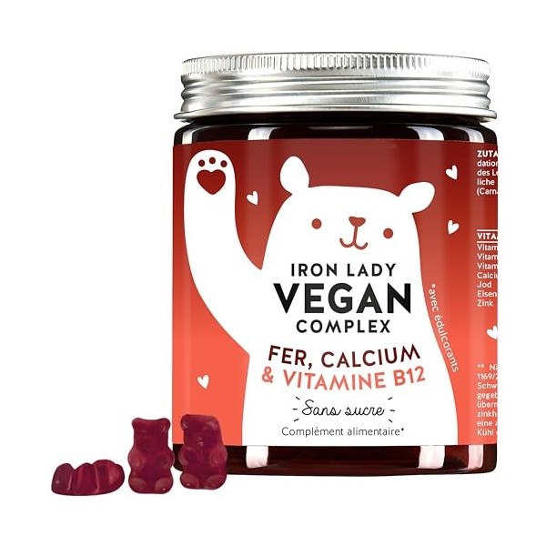 Fort en fer et vital: complexe vitaminé vegan hautement dosé en fer, en vitamine B12 & plus - Iron Lady Vegan Complex - Bears