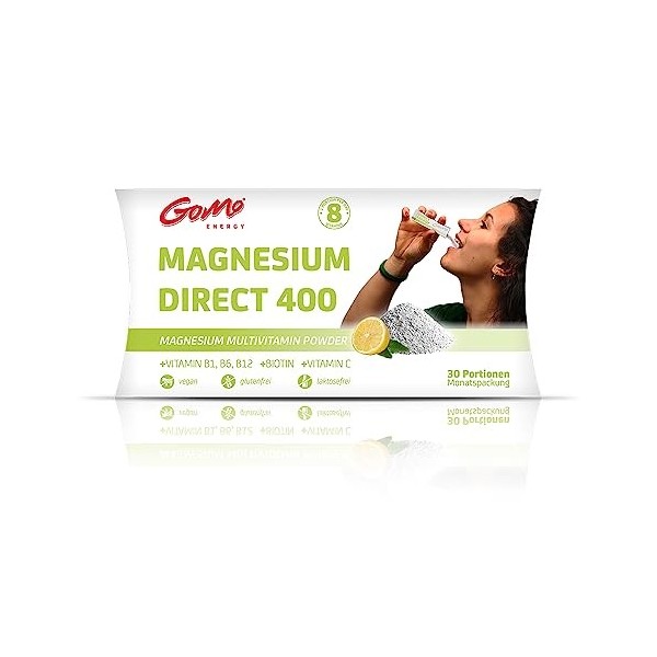 Magnésium + vitamines - 3000mg de citrate de magnésium, 400mg de magnésium élémentaire, 8 vitamines. 1 portion par jour, dire