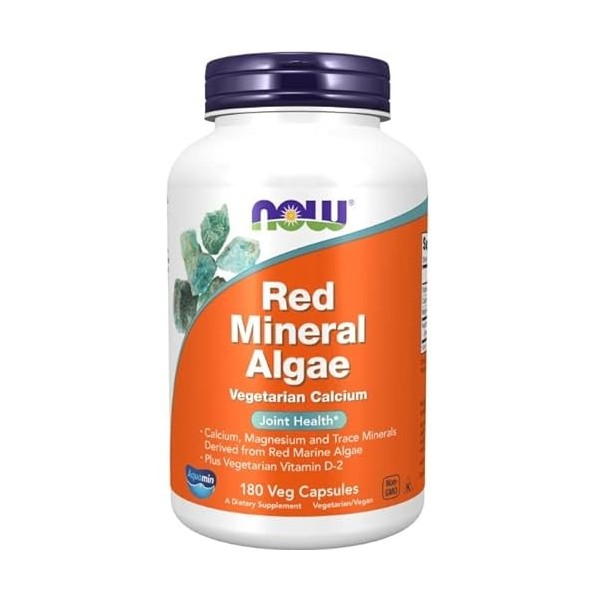 Now Foods Red Mineral Algae 180 capsules végétaliennes Végétariennes Minéraux dalgues rouges - Lithothamnium calcareum