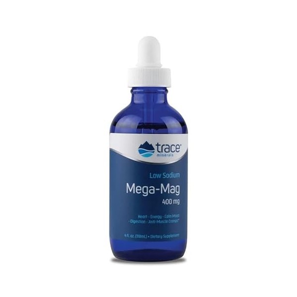 Trace Minerals, Mega-Mag, 400 mg, 118 ml, Magnésium, Testé en Laboratoire, Sans Soja, Sans Gluten, Sans OGM, Vegan