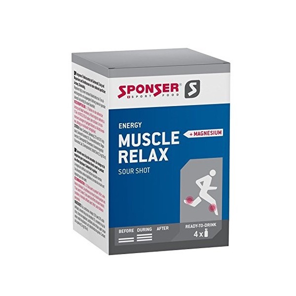 Sponser Muscle Relax Sour Shot Magnesium 4x 30ml Getränk Fitness Sport Drink Muskel Energy Energie, SP-MR