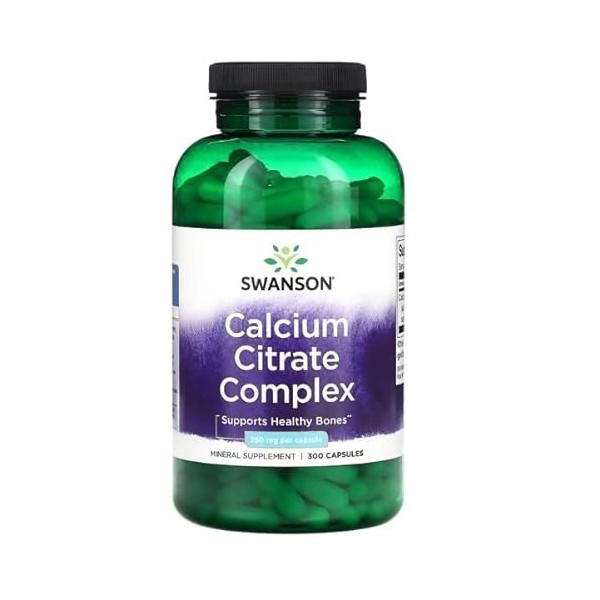 Swanson Calcium Citrate Complex 250mg - 300 Capsules | Complément Haute Absorption pour la Santé Osseuse et Musculaire