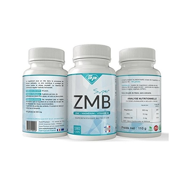 SUPER ZMB MAGNÉSIUM À HAUTE BIODISPONIBILITÉ • Enrichi en Pidolate de Zinc et Vitamine B6 • ANTI-FATIGUE • Made in France •