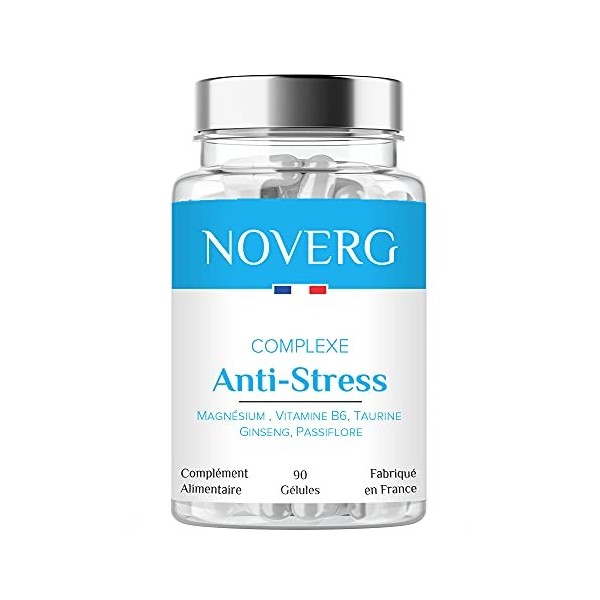 Anti-Stress | Diminue Anxiété & Fatigue Mentale | Relaxation, Détente & Sérénité | Magnésium, Vitamine B6, Taurine, Ginseng, 