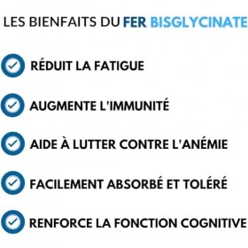 Fer bysglycinate - 60 gélules | Avec vitamines C • B9 | Hautement assimilable | Santé/immunité | Fabriquée en France | Nutrit