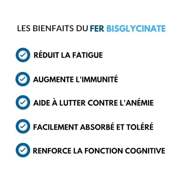 Fer bysglycinate - 60 gélules | Avec vitamines C • B9 | Hautement assimilable | Santé/immunité | Fabriquée en France | Nutrit