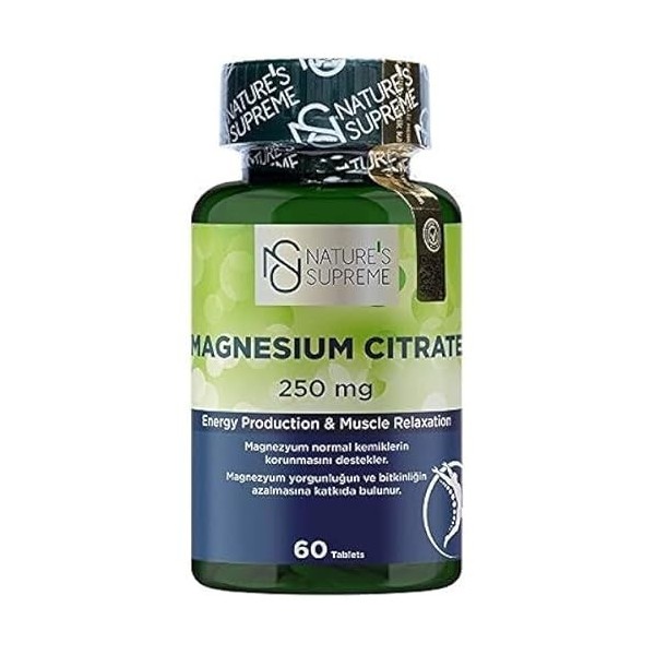 Natures Supreme Citrate de magnésium 250 mg 60 comprimés