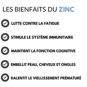 ZINC - 120 gélules | Avec vitamine B6 | Haute absorption | Santé | Immunité | 100% naturel | Fabriqué en France | Nutrition p