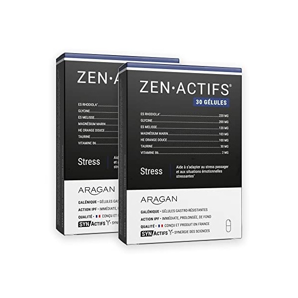 ARAGAN - Synactifs - Zenactifs - Complément Alimentaire Anti Stress - Rhodiola, Mélisse, Glycine, Taurine, Magnésium et Vitam