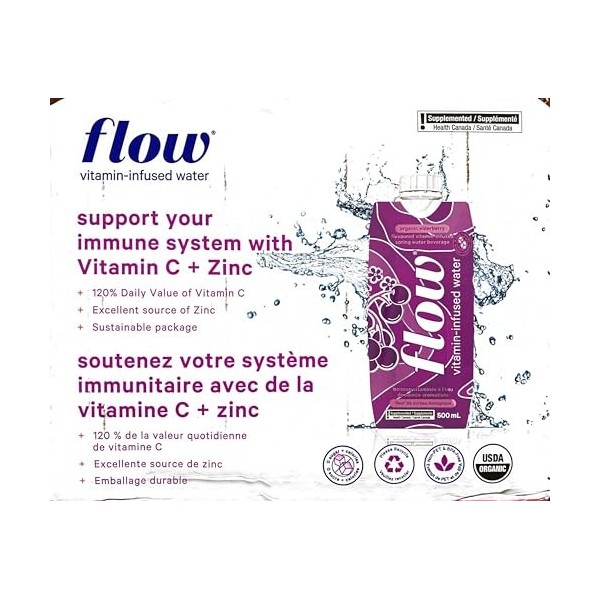 Flow Vitamin Infused Spring Water- Organic Elderberry 12 x 500mL