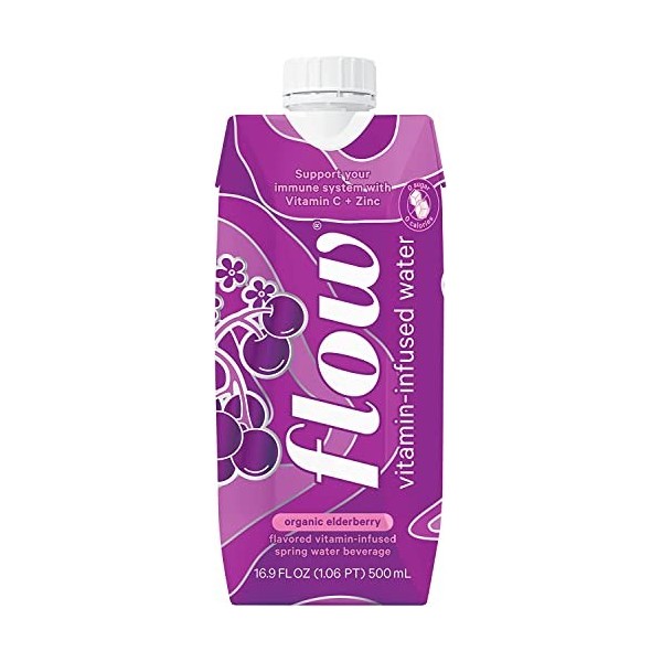 Flow Vitamin Infused Spring Water- Organic Elderberry 12 x 500mL