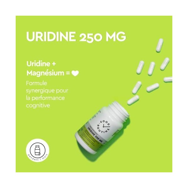 URIDINE 250 MG 30 Capsules - Complément Alimentaire Premium pour les Performances Cognitives, les Synapses Neuronales, Urid