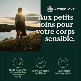 NATURE LOVE® Huile de Nigelle Bio - 240&nbsp;gélules véganes - hautement dosé&nbsp;: 1000mg d’huile de nigelle égyptienne par dose jour