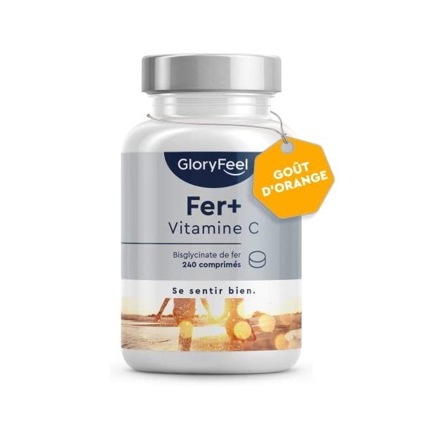 Complément Alimentaire de Fer 20mg + Vitamine C, 240 Comprimés 8 mois , Reconstituant Sanguin, Contre Fatigue Physique et l